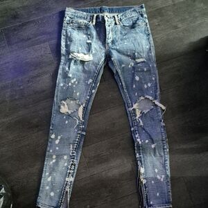 MNML- DENIM WASH WITH BLEACH SPLOTCHES